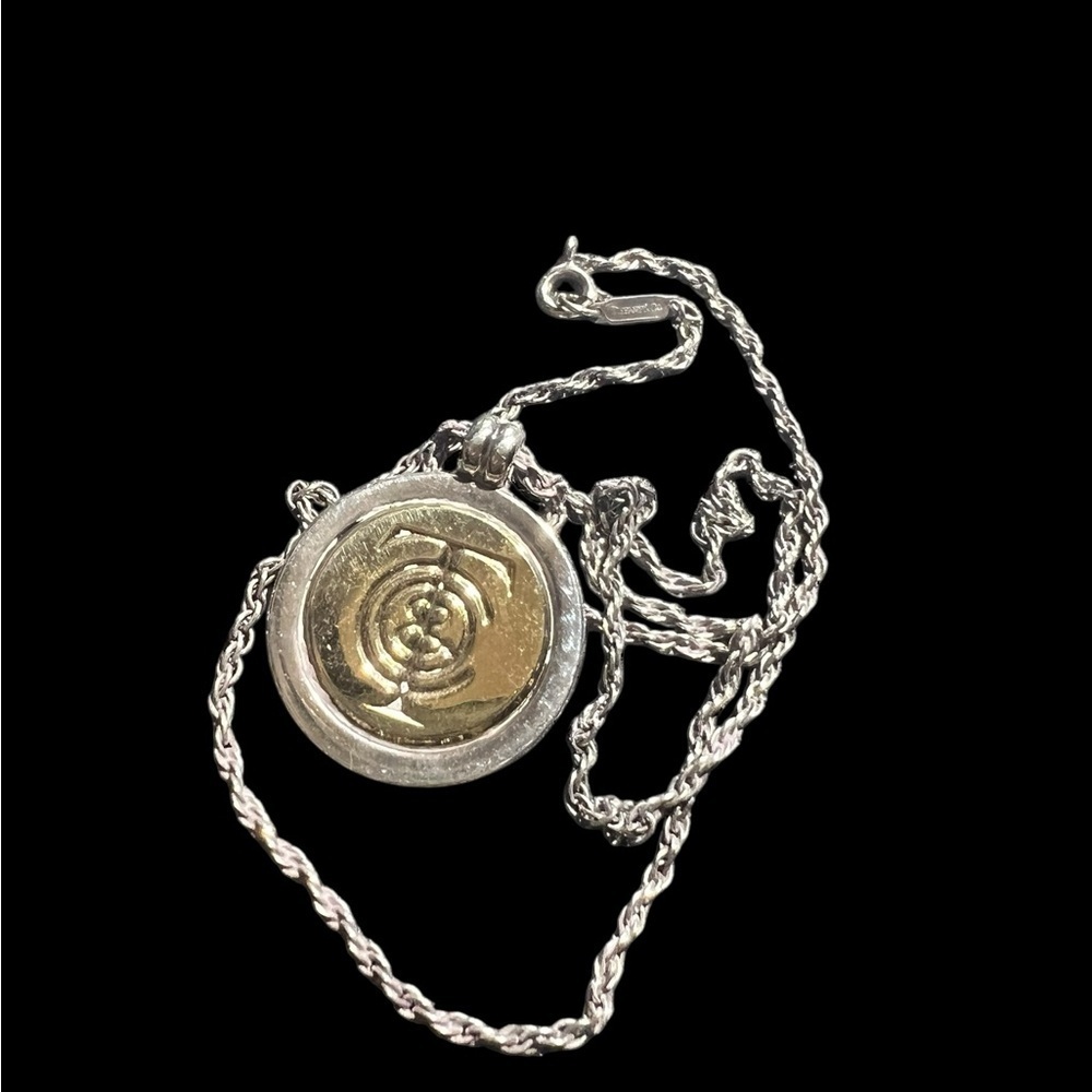 Tiffany Silver and 18k Gold Coin Necklace - Picture 3 of 7